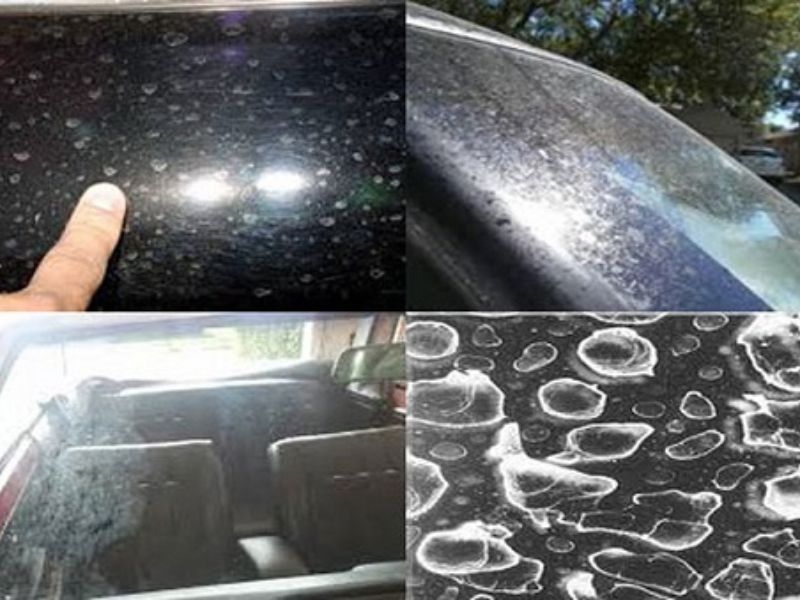 Top 4 cách tẩy ố kính ô tô và những lưu ý quan trọng 1 Nước mưa và cặn khoáng trên xe ô tô