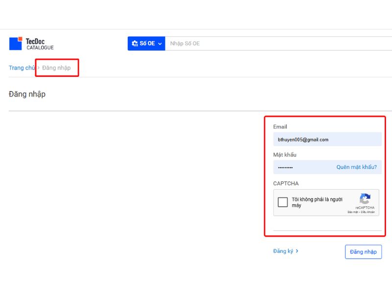 Hướng dẫn cách tra mã phụ tùng online tại nhà đơn giản 2 Đăng ký hoặc đăng nhập vào TecDoc Catalogue