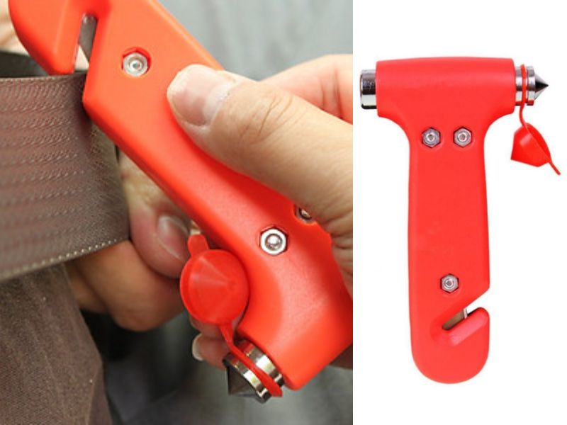 7 cách thoát hiểm trên xe ô tô khi bị bỏ quên bạn phải biết 6 Chủ động trang bị dụng cụ cứu hộ như búa thoát hiểm và dao cắt dây, đặt ở vị trí dễ lấy để xử lý khi có sự cố.
