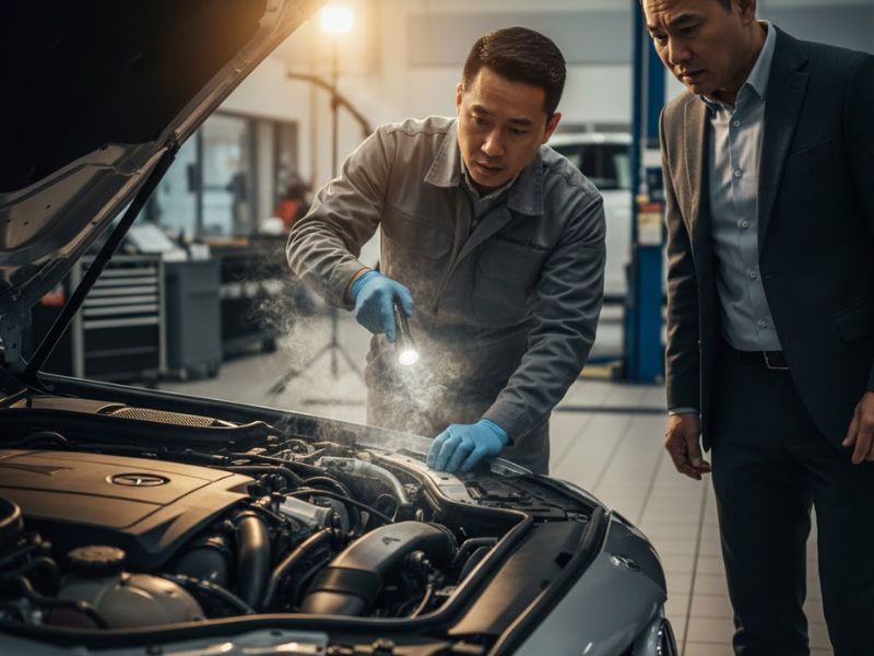 5 nguyên nhân bugi bị ẩm không nổ và cách xử lý 5 Mùi xăng sống lan ra từ khoang động cơ hoặc ống xả