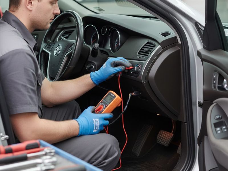 Kỹ thuật viên kiểm tra công tắc đèn cos