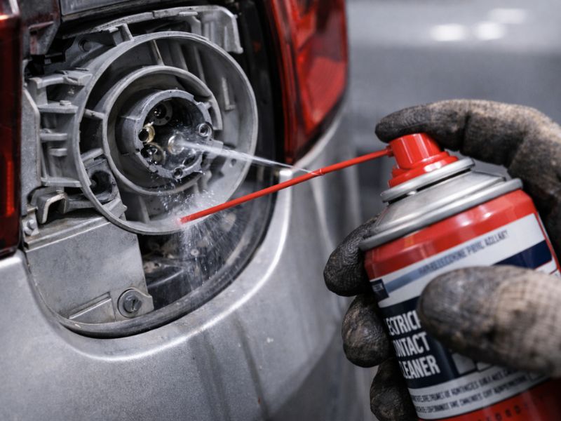 Vệ sinh ổ cắm đèn lùi sạch sẽ trước khi lắp bóng mới