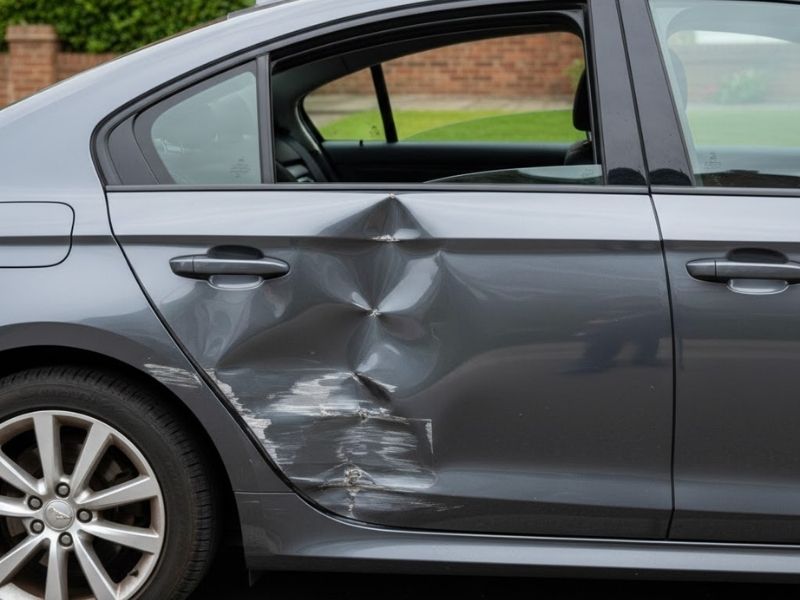 Nguyên nhân cửa sau phụ không khóa được & cách khắc phục 6 Xe từng va chạm bị móp cửa sẽ khiến chi phí sửa chữa tăng cao hơn